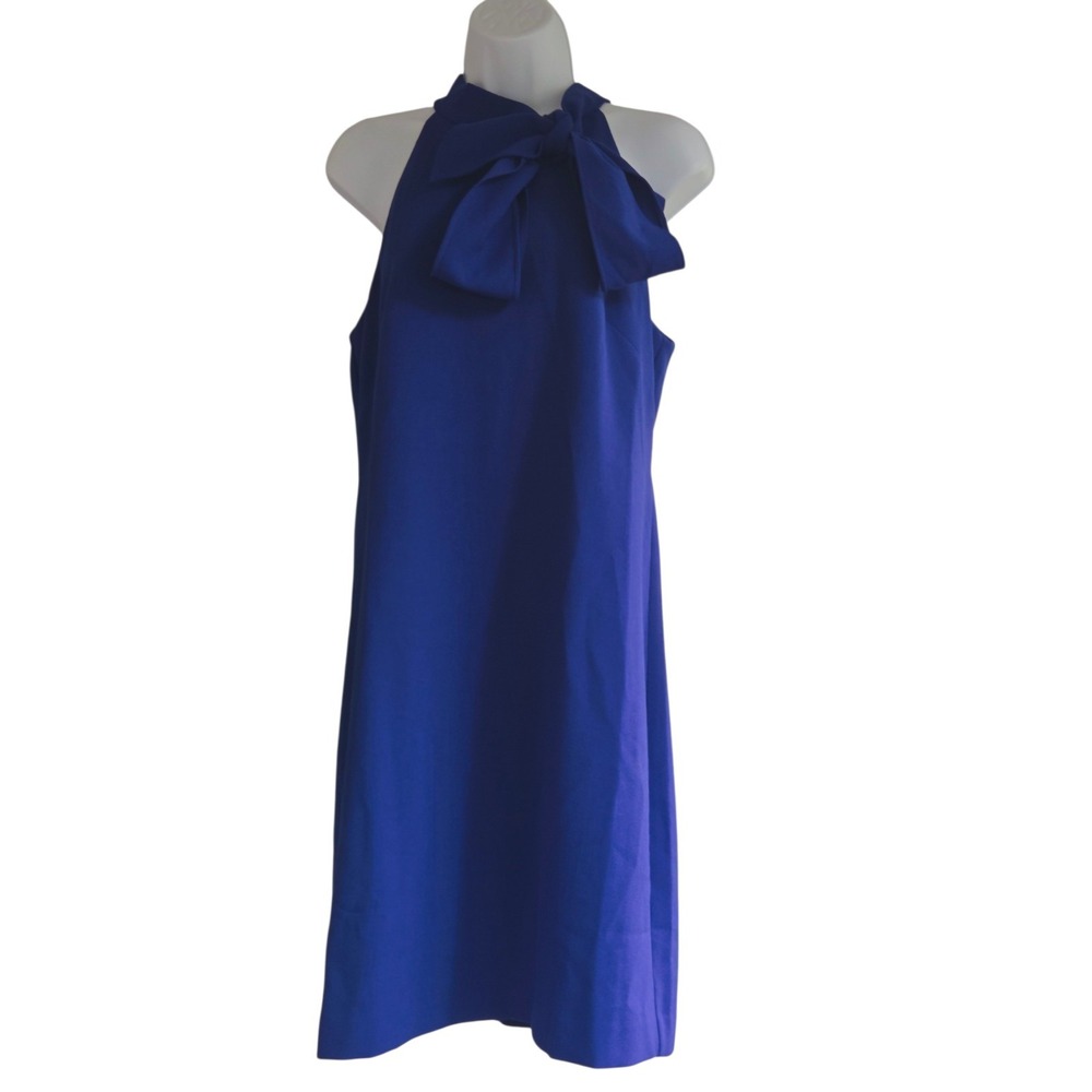 Vince Camuto Vibrant Royal Blue Sleeveless Halter Shift Dress With Bow Tie Knee